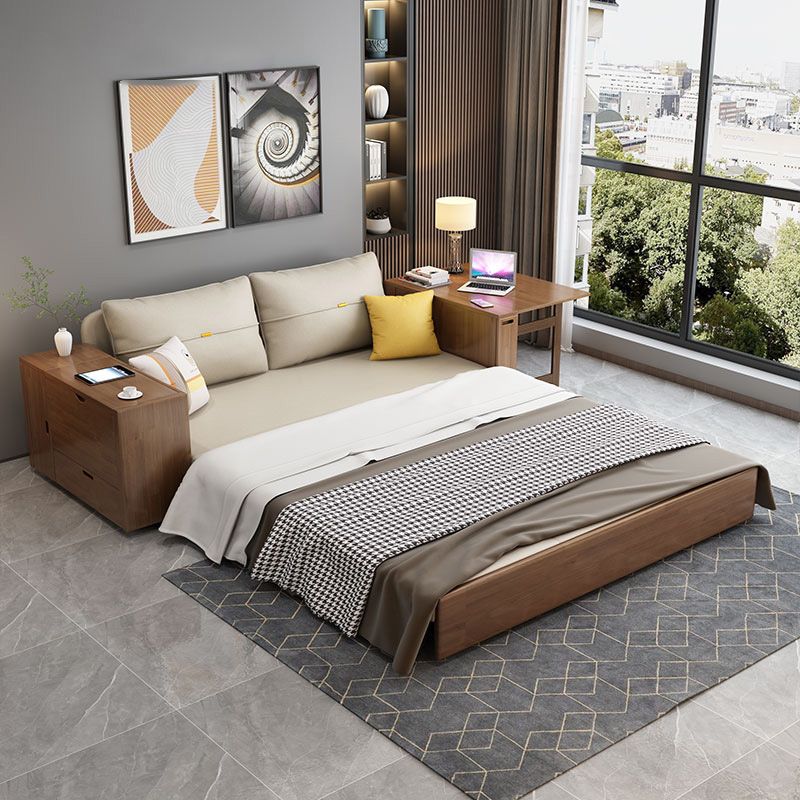 スカンジナビアの布団寝台ソファベッド正方形の腕と枕バック