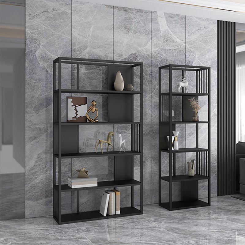 Industrial Metal Bookshelf Standard Black Open Back Bookcase with Shelves Clearhalo 'Bookcases' 'furn' 'furn_bookcases' 'Furniture' 'Office Furniture' 1200x1200_a2b92c21-ceb6-412b-92f0-c87f00fa98b2
