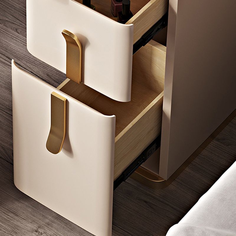 Tavolo da vanità in vetro in legno massiccio set con sgabello e specchio da 25,59 "w a 3-catrawer trucco