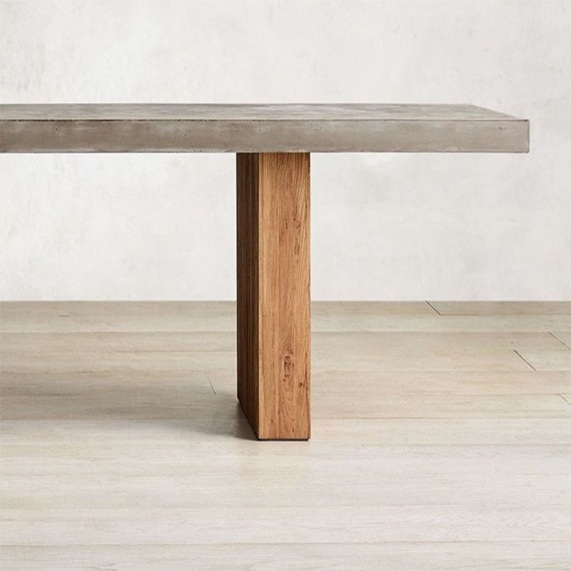 Modern Rectangle Dining table Solid Wood Double Pedestal Table in Grey Clearhalo 'Dining Tables & Seating' 'Dining Tables' 'dining_table' 'furn' 'furn_dining_table' 'Furniture' 'furniture_dining_table' 'Kitchen & Dining Furniture' 'kitchen' 'kitchen_dining_table' 1200x1200_a2bae241-09d1-4aaf-b9e3-4f7793d383aa