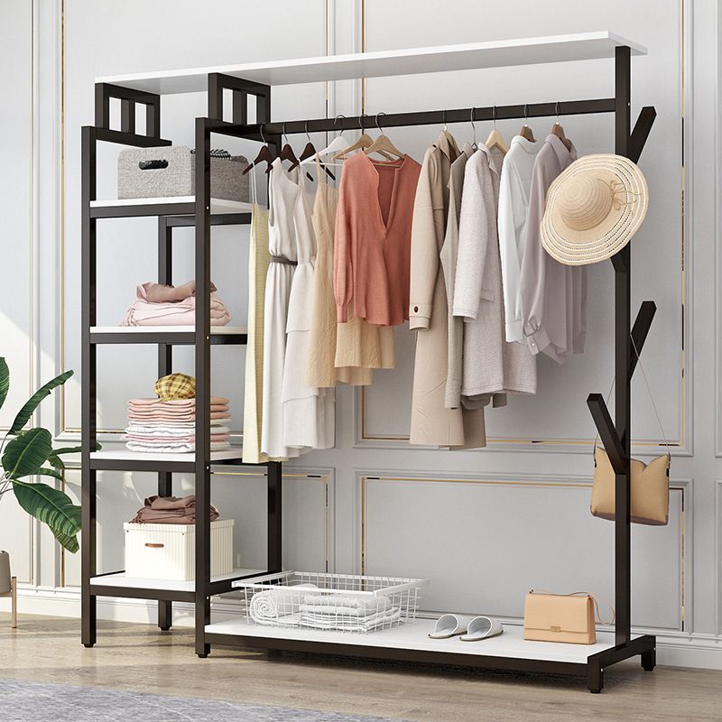 Modern Hall Stand with Hooks Storage Shelves Wood Coat Rack with Shoe Storage Bench Clearhalo 'Entry & Mudroom Furniture' 'furn' 'furn_hall_tree_coat_racks' 'Furniture' 'Hall Trees & Coat Racks' 'hall_tree_coat_racks' 1200x1200_a2bb0b06-b2b7-485e-864d-1909d961fc10