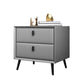 Wooden and Leather Bedside Table Modern Minimalist Bedside Cabinet with Drawers