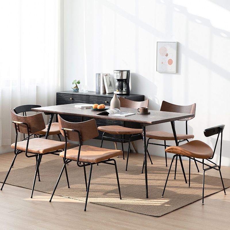 Traditional Luxury Dining Table Rectangle Wooden 4 Legs Table with Metal Base Clearhalo ' dining_table' 'Dining Tables & Seating' 'Dining Tables' 'furn' 'furn_dining_table' 'Furniture' 'furniture_dining_table' 'Kitchen & Dining Furniture' 'kitchen&dining_furn' 'kitchen' 'kitchen_dining_table' 1200x1200_a2bcc110-b2f8-43e3-9130-c84bfa6f1cfa