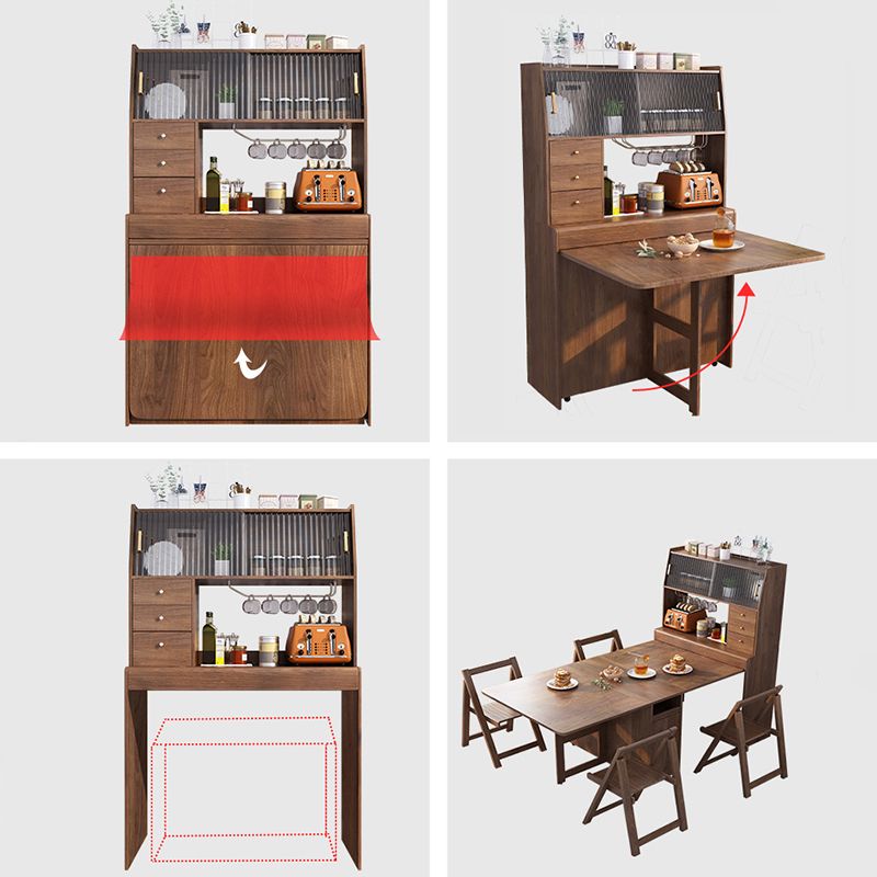 3/5 Pieces Modern Brown Wooden Multi Purpose Dining Set for Home Clearhalo 'Dining Room Sets' 'Dining Tables & Seating' 'dining_room_set' 'furn' 'furn_dining_room_set' 'Furniture' 'Kitchen & Dining Furniture' 1200x1200_a2bd940c-fb78-406b-b95e-22b1292cda5f