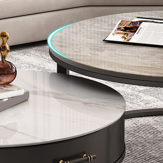 Slate Coffee Cocktail Table Frame Coffee or End Table with Storage Drawers Clearhalo 'Coffee & Accent Tables' 'Coffee Tables' 'coffee_tables' 'furn' 'furn_coffee_tables' 'Furniture' 'Living Room Furniture' 1200x1200_a2be414e-267c-43b8-a0a0-62f232eb9166