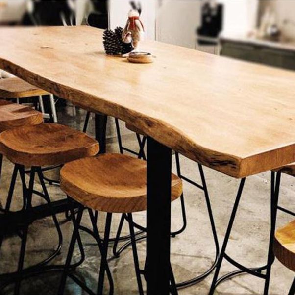 Brown Modern Style Bar Table Solid Wood and Iron Kitchen Bar Table Clearhalo 'Bar Furniture' 'Bar Tables' 'bar_tables' 'furn' 'furn_bar_tables' 'Furniture' 'furniture_bar_tables' 'Kitchen & Dining Furniture' 1200x1200_a2bf9568-74d2-4ca5-9a1e-d262c6aa7245