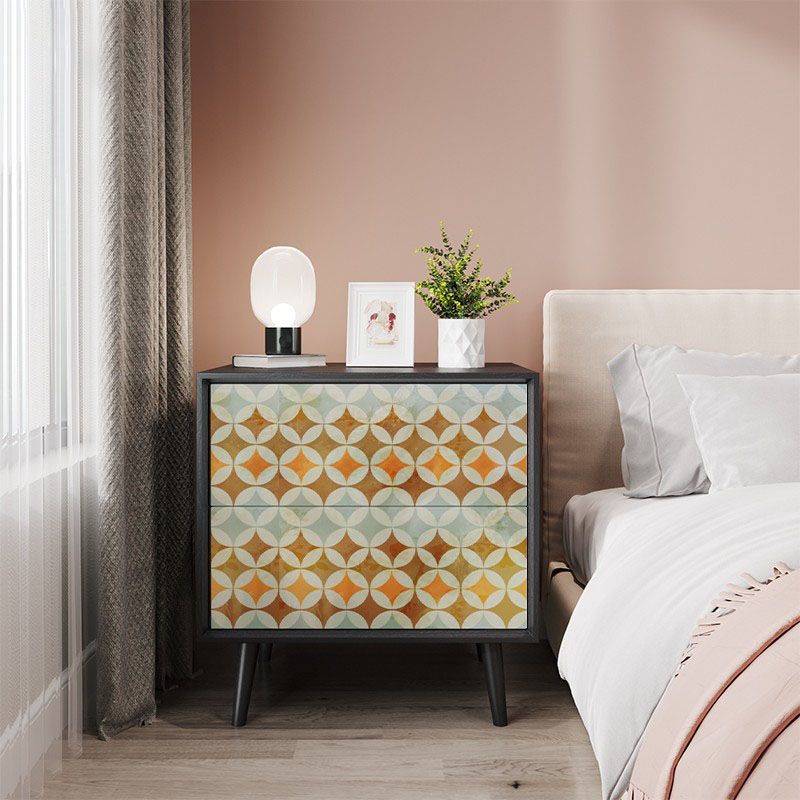 Comodino da tavolo da tavolo da tavolo notturno contemporaneo con 2 cassetti per la camera da letto