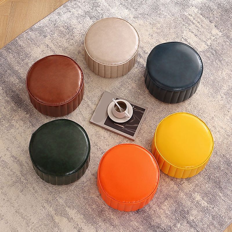 Modern Pouf Ottoman Faux Leather Upholstered Solid Color Cylinder Shape Ottoman Clearhalo 'furn' 'furn_ottomans_poufs' 'Furniture' 'Living Room Furniture' 'Ottomans & Poufs' 'ottomans_poufs' 1200x1200_a2c131ef-cbfc-47f5-8875-374fcb8c1c1f