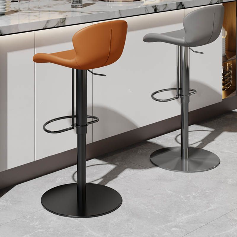 Contemporary Style Adjustable Backrest Counter Stool with Leather Cushion