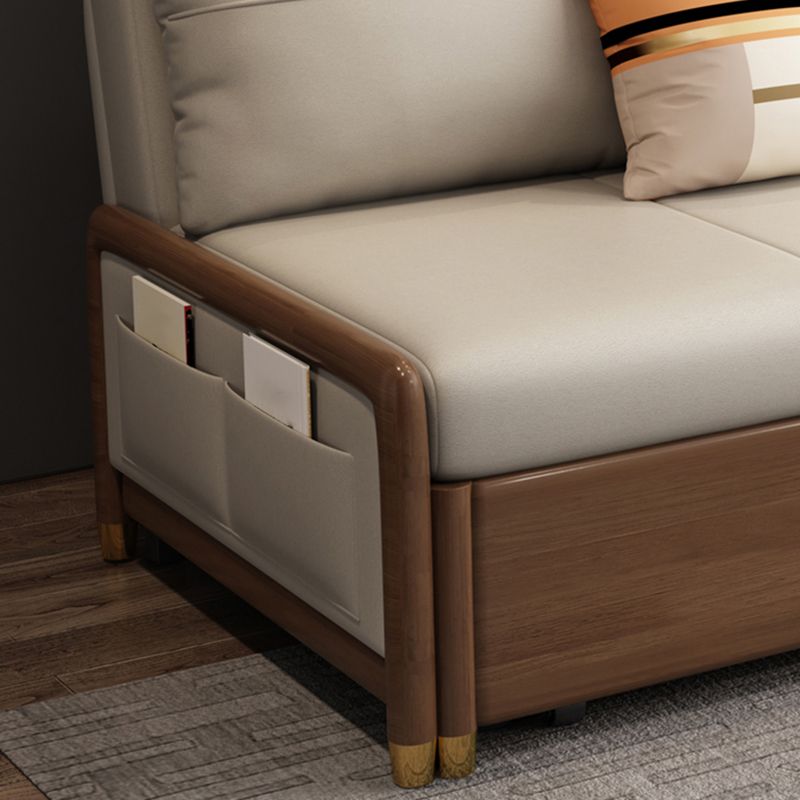 アームレスコンテンポラリーフェイクレザーコンバーチブルベッドのセッティー2枕付き