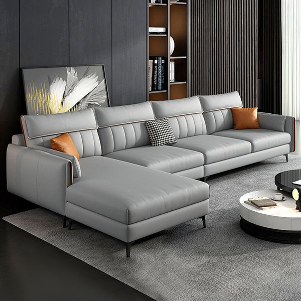 Contemporary Pillow Back Sofa with Recessed Arm for Apartment Clearhalo 'Furniture' 'furniture_sectionals' 'kitchen' 'kitchen_sectionals' 'Living Room Furniture' 'Sectionals' 1200x1200_a2c8eef8-7b0d-4d73-9841-ee47ae1c8bdd