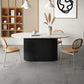Oval Sintered Stone Dining Table Modern Home Dining Table with Wood Pedestal Base