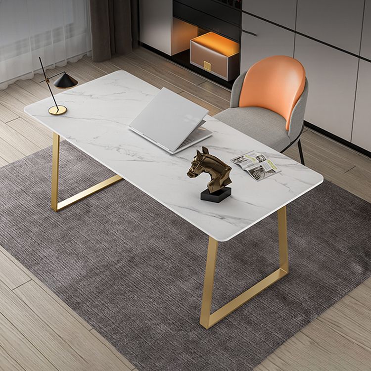 Glam Style Stone Writing Desk Rectangular Sled Base Writing Desk Clearhalo 'furn' 'furn_office_desk' 'Furniture' 'furniture_office_desk' 'Office Desks' 'Office Furniture' 'office_desk' 1200x1200_a2cabec1-bfa7-400e-a41b-e8625e26a0d0