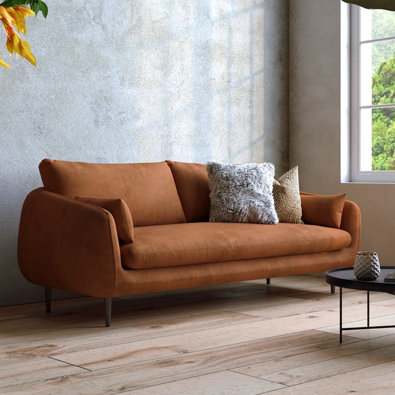 Contemporary 31.5" H Faux Leather Pillow Top Arm Sofa for Living Room