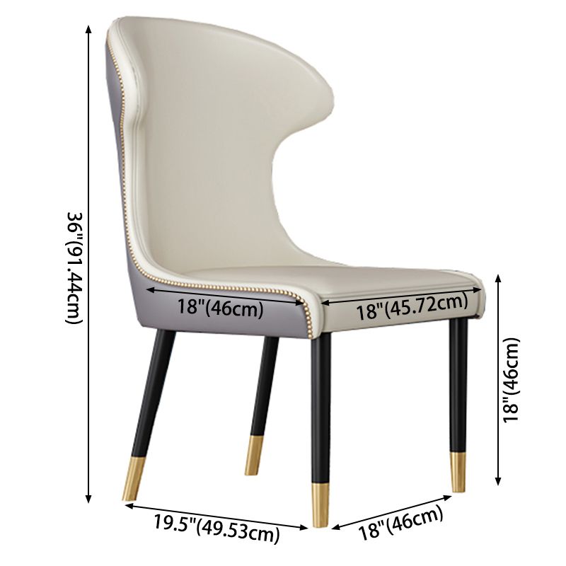 Scandinavian Style Wingback Side Chair Leather Dining Armless Chairs for Home Use Clearhalo ' kitchen&dining_furn' 'Dining Chairs' 'Dining Tables & Seating' 'dining_chair' 'furn' 'furn_dining_chair' 'Furniture' 'furniture_dining_chair' 'Kitchen & Dining Furniture' 'kitchen' 1200x1200_a2cc735d-8996-4c3f-b0ab-a919f7421381