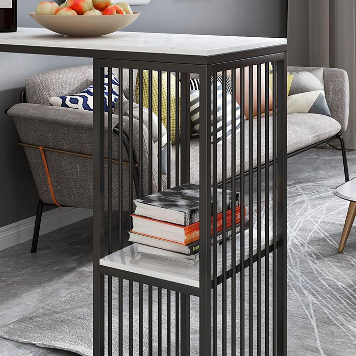 1/3 piezas Moderna mesa de barra de hierro Rectángulo Bistro de mármol blanco de imitación con estante