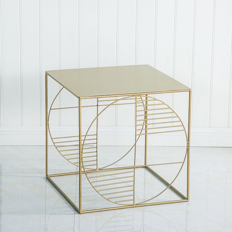 Brass Iron Frame Coffee Table Mid-Century Modern 17.7" W Square Cocktail Table Clearhalo 'Coffee & Accent Tables' 'Coffee Tables' 'coffee_tables' 'furn' 'furn_coffee_tables' 'Furniture' 'Living Room Furniture' 1200x1200_a2d2066b-3a7d-4e6b-88ba-f49e87fe3327