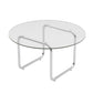 Contemporary Round Glass Top Coffee Table with Steel Sled Legs Clearhalo 'Coffee & Accent Tables' 'Coffee Tables' 'coffee_tables' 'furn' 'furn_coffee_tables' 'Furniture' 'Living Room Furniture' 1200x1200_a2d2be32-0011-4457-b5ba-790ee248f3b5