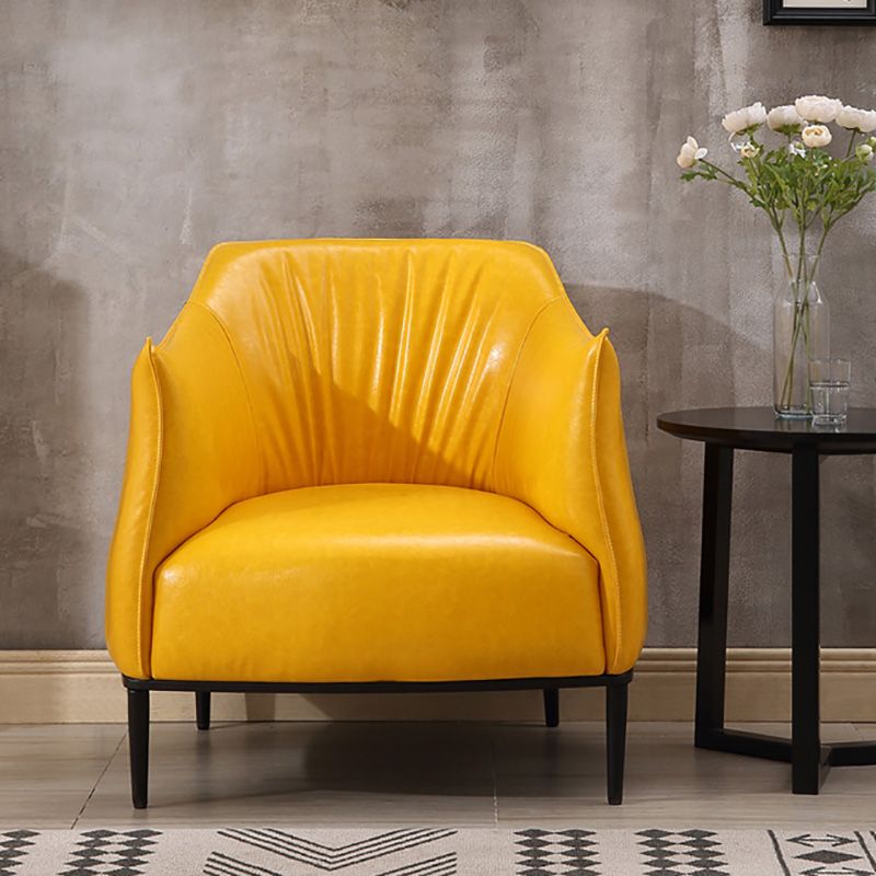 Contemporary Faux Leather Accent Chair Fixed Back Barrel Accent Chair Clearhalo 'Accent Chairs' 'accent_chairs' 'Chairs & Seating' 'furn' 'furn_accent_chairs' 'Furniture' 'Living Room Furniture' 1200x1200_a2d3e130-7b7d-44a7-bf4d-ea1e5303d47a