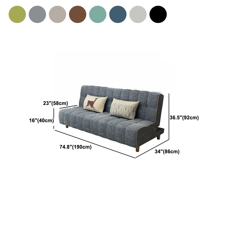 コットンブレンドとフェイクレザーコンテンポラリーアームレスカウチベッド