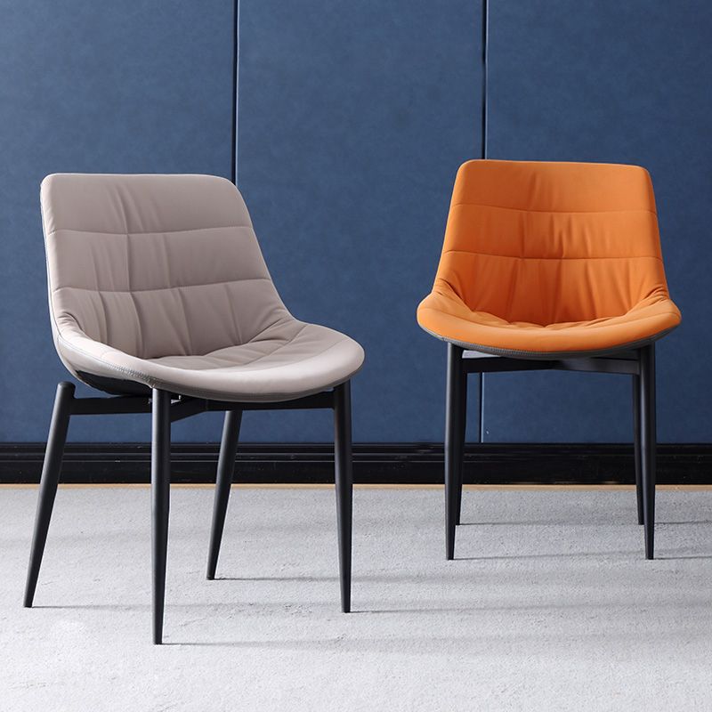 Industrial Metal Dining Room Chairs Armless Faux Leather Dining Chairs for Restaurant Use Clearhalo ' kitchen&dining_furn' 'Dining Chairs' 'Dining Tables & Seating' 'dining_chair' 'furn' 'furn_dining_chair' 'Furniture' 'furniture_dining_chair' 'Kitchen & Dining Furniture' 'kitchen' 1200x1200_a2d60e68-2e57-41f6-906f-bc82e68969f6