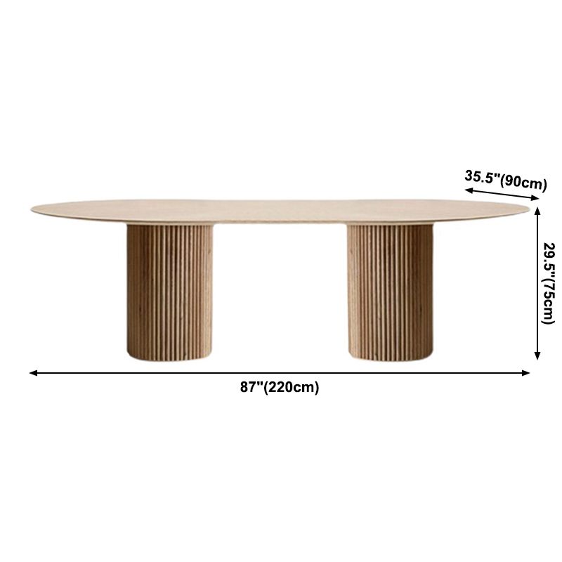 Round Wood Color Dining Table Pine Solid Wood Table Modern with Double Pedestal Clearhalo ' dining_table' 'Dining Tables & Seating' 'Dining Tables' 'furn' 'furn_dining_table' 'Furniture' 'furniture_dining_table' 'Kitchen & Dining Furniture' 'kitchen&dining_furn' 'kitchen' 'kitchen_dining_table' 1200x1200_a2d6cf56-fd27-41ae-a649-5a6c32349dce