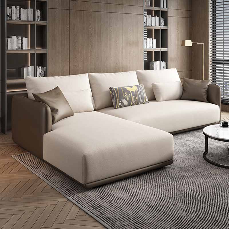 Square Arm Modular Settee Furniture Loveseat with Pillows Ivory Sofa and Chaise Clearhalo 'furn' 'furn_sectionals' 'Furniture' 'furniture_sectionals' 'Living Room Furniture' 'Sectionals' 1200x1200_a2d75432-d7ed-4ab0-a758-8a8a5a27d4b4