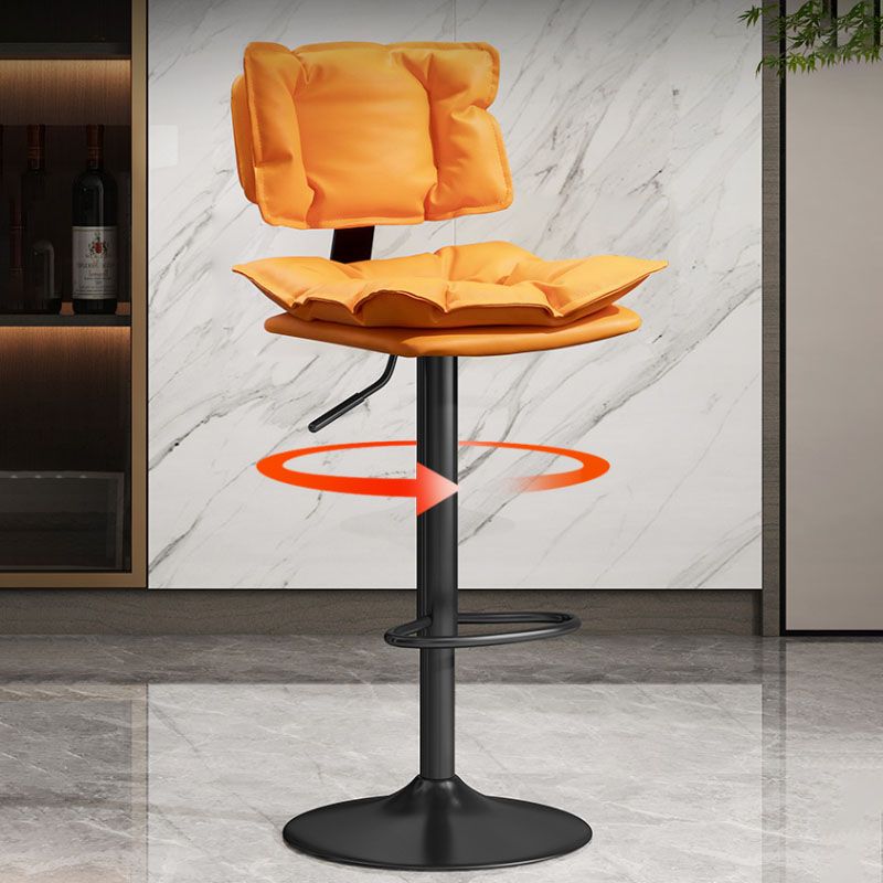 Glam Style Faux Leather Bar Stools Swivel Adjustable Height Bar Stool with Black Base Clearhalo 'Bar Furniture' 'Bar Stools' 'bar_stools' 'furn' 'furn_bar_stools' 'Furniture' 'Kitchen & Dining Furniture' 1200x1200_a2d8554d-3f54-4ee4-9294-41daa034c326