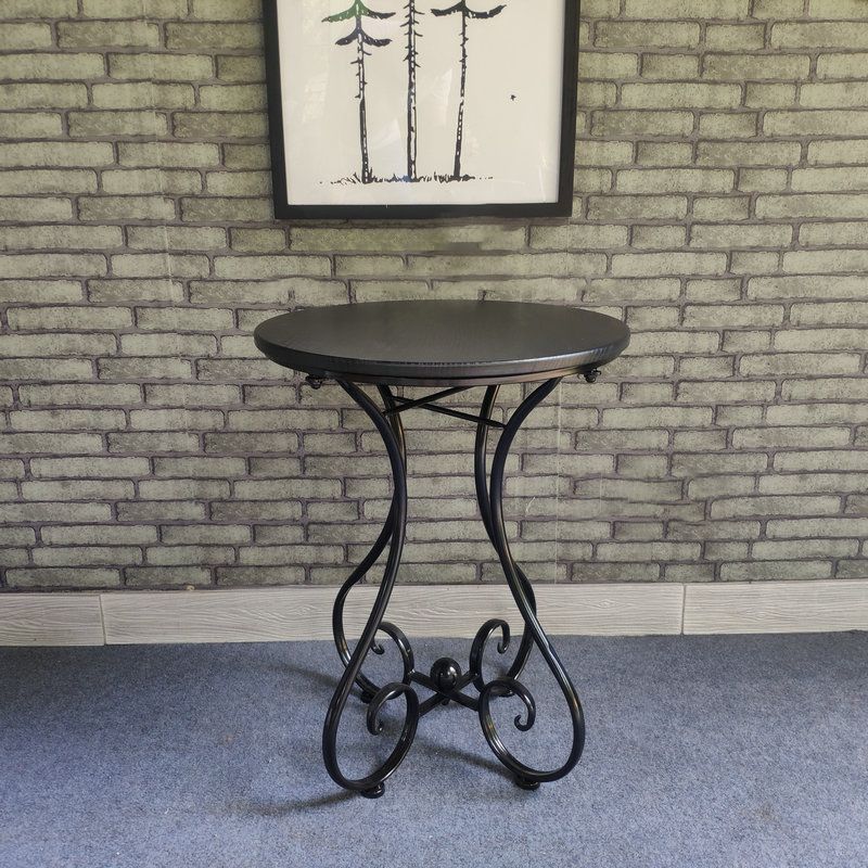 Contemporary Solid Wood End Table Metal Frame Gross Legs Sofa Side Accent Table Clearhalo 'Coffee & Accent Tables' 'End & Side Tables' 'end_side_tables' 'furn' 'furn_end_side_tables' 'Furniture' 'Living Room Furniture' 1200x1200_a2db54cd-dc0e-4d66-9b73-50d327646b2d