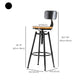 Black Metal Adjustable Height Bar Stool Solid Wood Armless Bar Stool