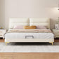 Panel Standard Bed Glam Beige Bed Frame with Upholstered Headboard