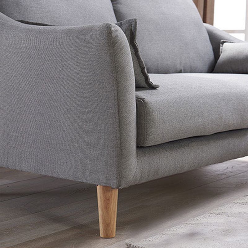 Divano posteriore in tessuto. Divano braccio inclinato moderno con gambe in legno