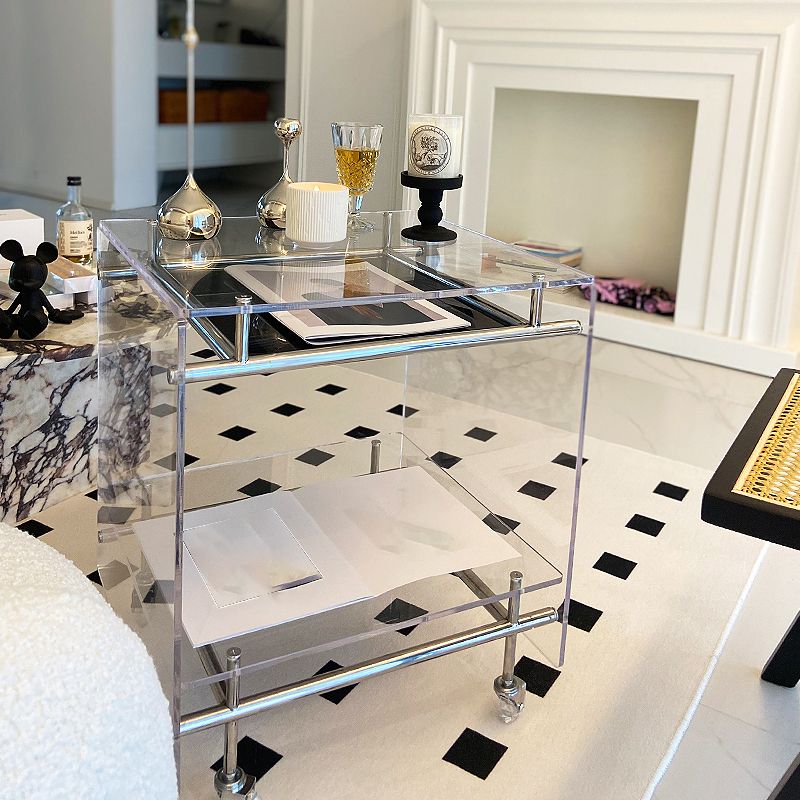 Moderne Acryl -obere rechteckige Doppelstufe Akzent -Seiten Tabelle