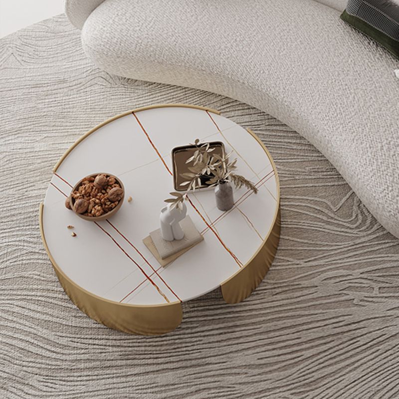 Dia 35.4" Round Cocktail Table Glam Slate Top 1 Single Coffee Table Clearhalo 'Coffee & Accent Tables' 'Coffee Tables' 'coffee_tables' 'furn' 'furn_coffee_tables' 'Furniture' 'Living Room Furniture' 1200x1200_a2de8d90-985b-4116-8254-38d52571153a