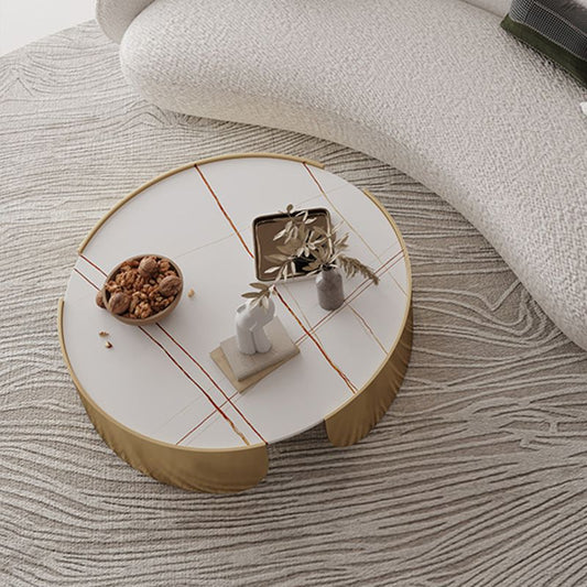 Dia 35.4" Round Cocktail Table Glam Slate Top 1 Single Coffee Table Clearhalo 'Coffee & Accent Tables' 'Coffee Tables' 'coffee_tables' 'furn' 'furn_coffee_tables' 'Furniture' 'Living Room Furniture' 1200x1200_a2de8d90-985b-4116-8254-38d52571153a