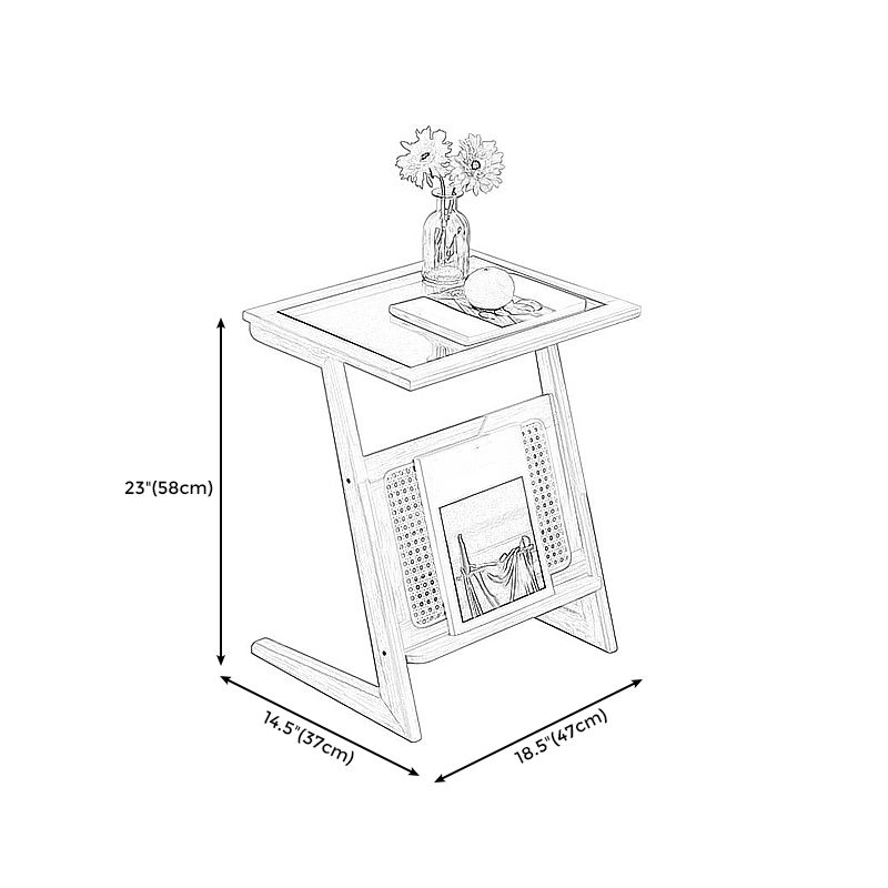 22.8" Tall Rectangular Glass Side Table Solid Wood Abstract End Table with Storage Clearhalo 'Coffee & Accent Tables' 'End & Side Tables' 'end_side_tables' 'furn' 'furn_end_side_tables' 'Furniture' 'Living Room Furniture' 1200x1200_a2e2ba0d-0d1c-4f43-b564-1c95b97ae5ba