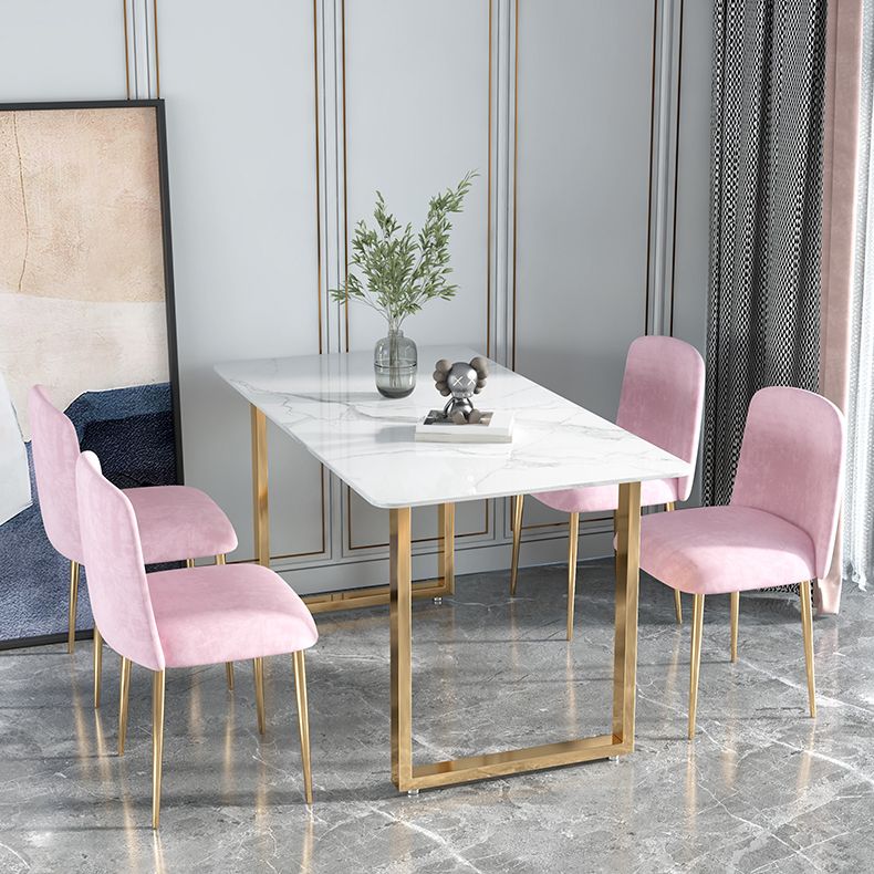 Glam 1/2/5 Pieces Dining Set Rectangle Stone Dining Table for Dining Room Clearhalo 'Dining Room Sets' 'Dining Tables & Seating' 'dining_room_set' 'furn' 'furn_dining_room_set' 'Furniture' 'furniture_dining_room_set' 'Kitchen & Dining Furniture' 1200x1200_a2e6bace-5d64-4ae8-9a9d-c70d1a3fdfa3