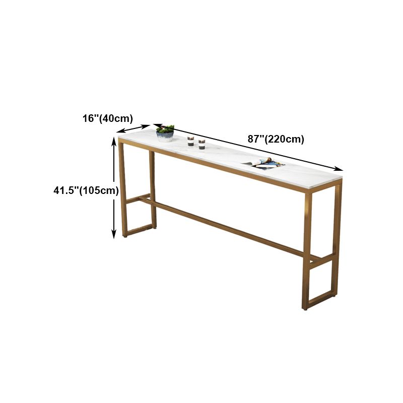 White Stone Bar Table Traditional Luxury Bar Table with Gold Trestle Base Clearhalo 'Bar Furniture' 'Bar Tables' 'bar_tables' 'furn' 'furn_bar_tables' 'Furniture' 'furniture_bar_tables' 'Kitchen & Dining Furniture' 1200x1200_a2e7d1c7-93b8-4e27-9813-dd5d06ee8cff
