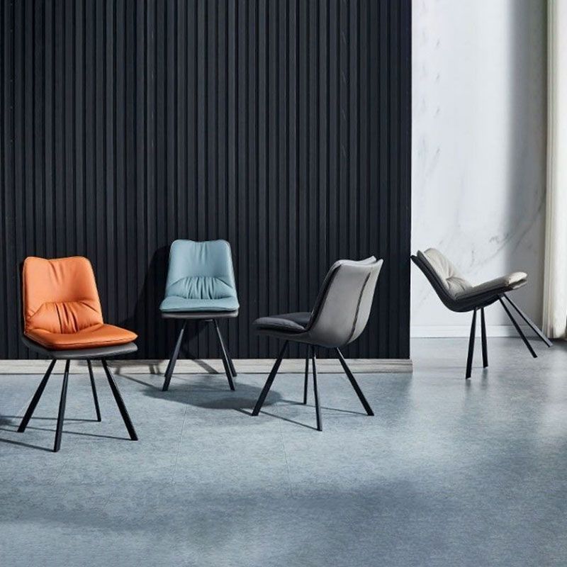 Industrial Design Armless Solid Back Chair Faux Leather Side Chair Clearhalo 'Dining Chairs' 'Dining Tables & Seating' 'dining_chair' 'furn' 'furn_dining_chair' 'Furniture' 'furniture_dining_chair' 'Kitchen & Dining Furniture' 1200x1200_a2e9cf46-8b7b-4ab7-90af-2b938891d1de