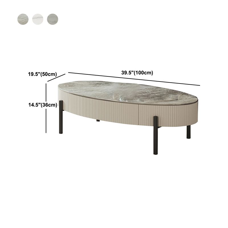 Glam 4 gambe tavolo da cocktail caffè in ardesia con cassetti