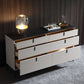 Sideboard in legno moderno ingegnerizzato a buffet a 6 cassetti con pietra per soggiorno