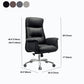 Chaise de bureau en cuir de base en acier haute chaise de bureau rembourrée avec roues