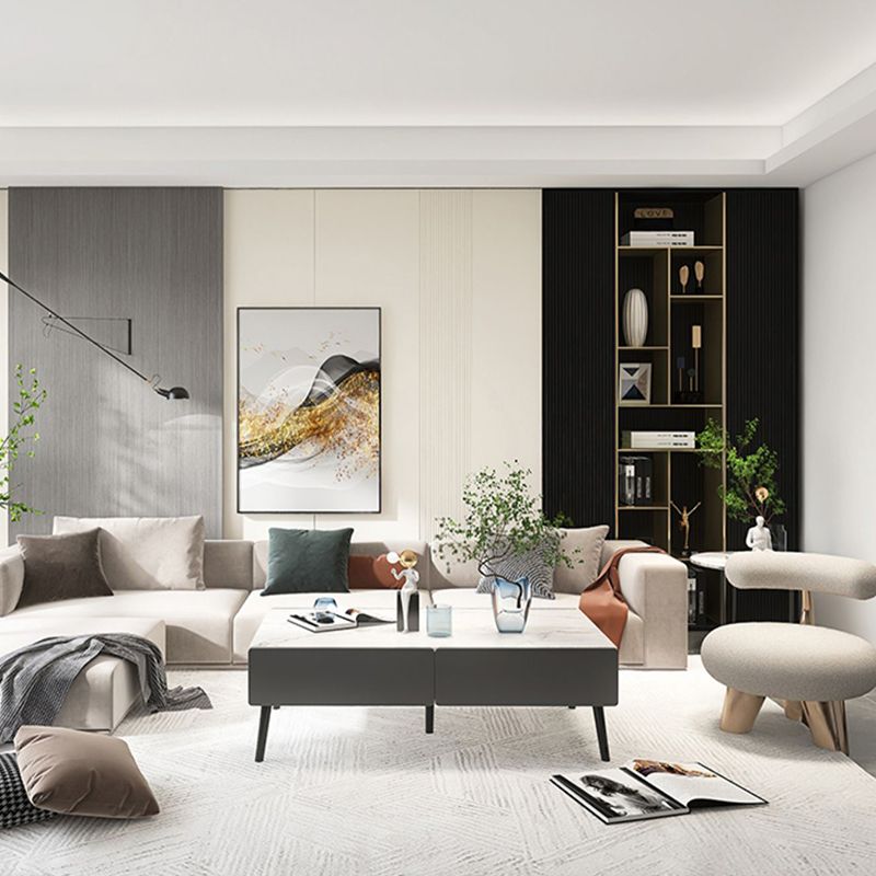 Rectangle Single Coffee Table Four Legs Coffee Table with Storage Clearhalo 'Coffee & Accent Tables' 'Coffee Tables' 'coffee_tables' 'furn' 'furn_coffee_tables' 'Furniture' 'Living Room Furniture' 1200x1200_a2ecbee9-3f49-4310-8d0e-d5dcfa541443