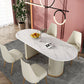 White Stone Top Dining Table Modern Oval Dining Table with Sled Base Clearhalo 'Dining Tables & Seating' 'Dining Tables' 'dining_table' 'Furniture' 'furniture_dining_table' 'Kitchen & Dining Furniture' 'kitchen' 'kitchen_dining_table' 1200x1200_a2ed0264-e052-4536-82ba-0be95a512e32