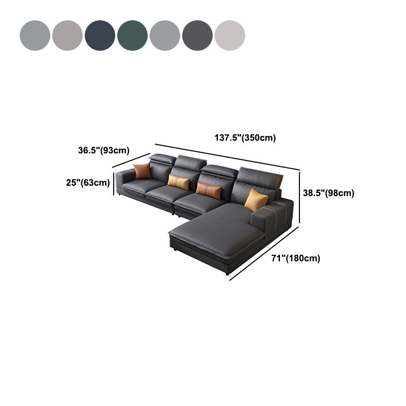 Contemporary Faux Leather L-Shape Sectional with Chaise and Square Arms Clearhalo 'furn' 'furn_sectionals' 'Furniture' 'Living Room Furniture' 'Sectionals' 1200x1200_a2edaecb-4513-4669-a787-25291807d7d2