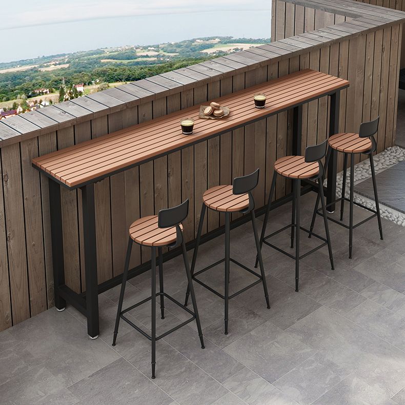 Brown Modern Style Bar Table in Solid Wood and Metal Bar Table for Outdoor Clearhalo 'Bar Furniture' 'Bar Tables' 'bar_tables' 'furn' 'furn_bar_tables' 'Furniture' 'furniture_bar_tables' 'Kitchen & Dining Furniture' 1200x1200_a2f005f7-72f1-48e3-b5e8-87d3b2f17373