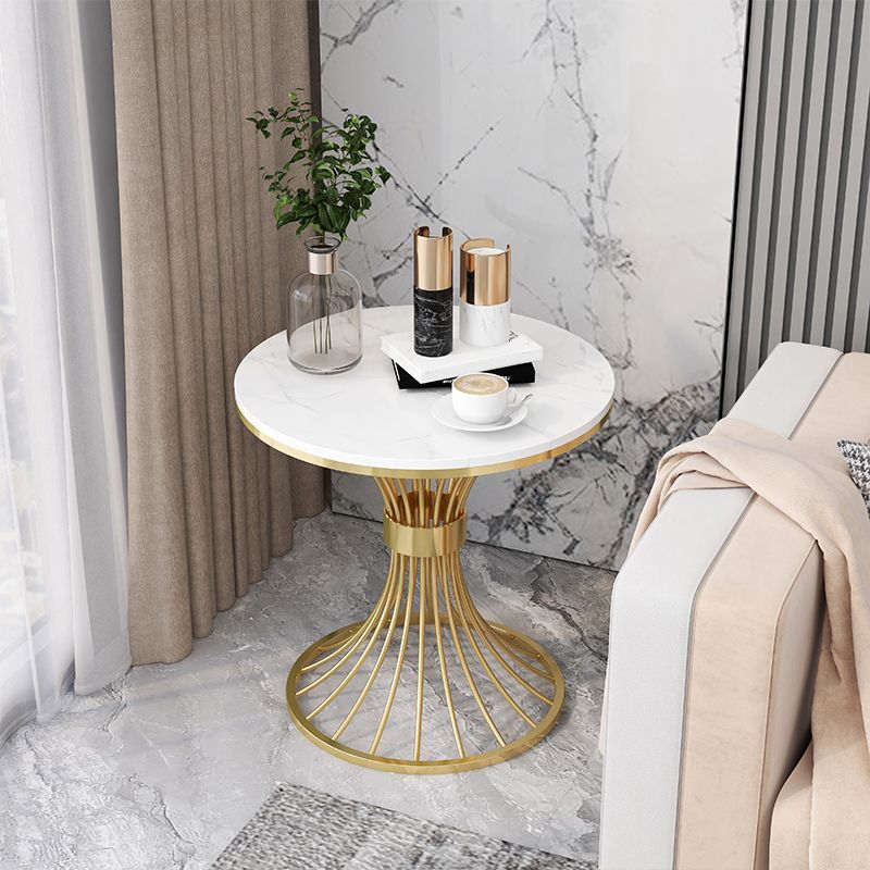 Modern Round Marble Top Side Table Ironcraft Pedestal End Table Clearhalo 'Coffee & Accent Tables' 'End & Side Tables' 'end_side_tables' 'furn' 'furn_end_side_tables' 'Furniture' 'Living Room Furniture' 1200x1200_a2f099c8-ca19-4462-9db4-d5004aba4b00