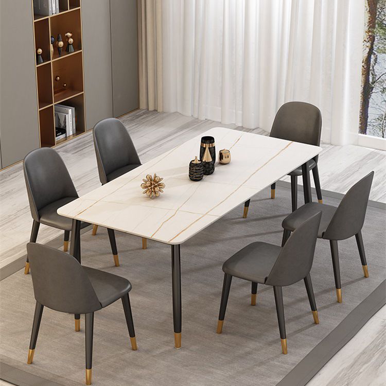 Modern Matte Finish Faux Marble Table Rectangle 4 Legs Dining Table Clearhalo ' dining_table' 'Dining Tables & Seating' 'Dining Tables' 'furn' 'furn_dining_table' 'Furniture' 'furniture_dining_table' 'Kitchen & Dining Furniture' 'kitchen&dining_furn' 'kitchen' 'kitchen_dining_table' 1200x1200_a2f22b7d-0931-43b8-b751-2b90751a93b0
