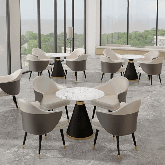Glam Style Sintered Stone Dining Set Round 1/2/5 Pieces Dining Set for Home Use Clearhalo 'Dining Room Sets' 'Dining Tables & Seating' 'dining_room_set' 'furn' 'furn_dining_room_set' 'Furniture' 'Kitchen & Dining Furniture' 1200x1200_a2f3ea53-d9a9-439a-a4e2-eb708e97f71c