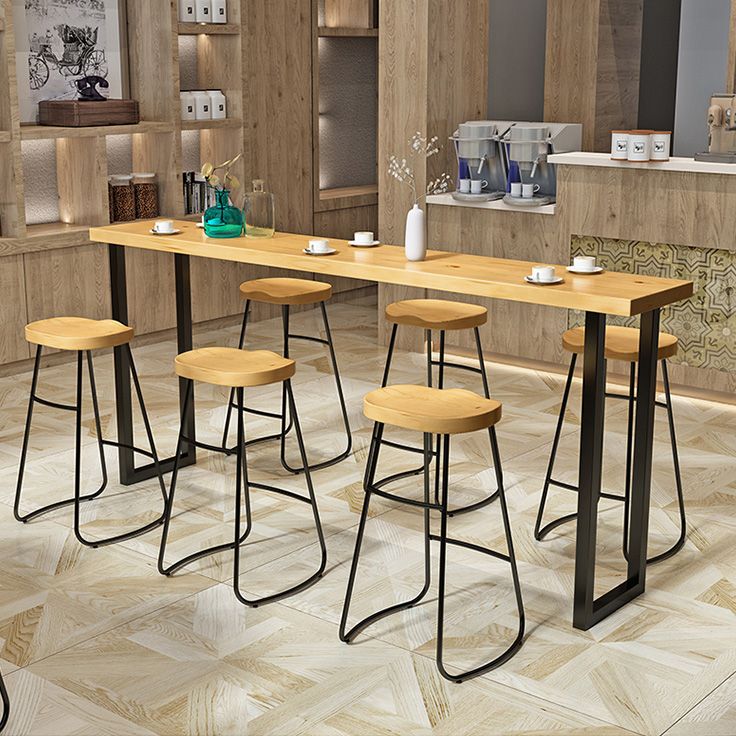 Modern Natural Pub Dining Set 1/2/4/5/7 Pieces Wood and Metal Bar Pub Table Set Clearhalo 'Bar Furniture' 'furn' 'furn_home_bar_bar_sets' 'Furniture' 'Home Bars & Bar Sets' 'home_bar_bar_sets' 'Kitchen & Dining Furniture' 1200x1200_a2f4113f-33e7-4cdf-ac1d-93b2b5bbefed